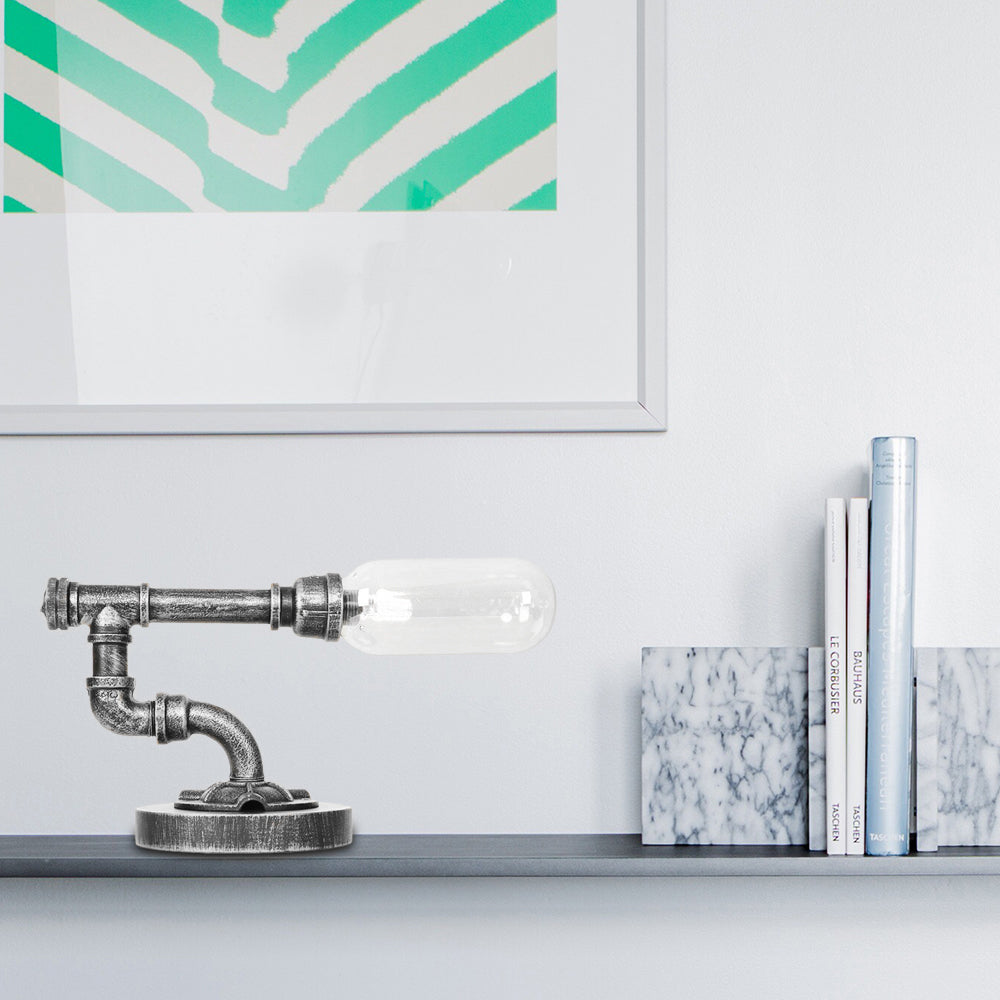 Industrial Capsule Shade Table Light 1/2 Bulbs Amber/Clear Glass LED Nightstand Lamp with/without Water Tap Deco for Living Room Clear B Clearhalo 'Lamps' 'Table Lamps' Lighting' 1787983