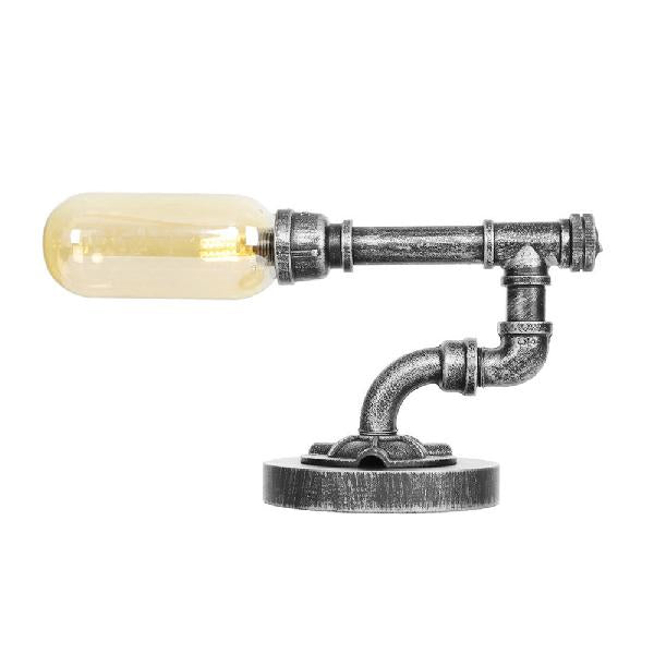 Industrial Capsule Shade Table Light 1/2 Bulbs Amber/Clear Glass LED Nightstand Lamp with/without Water Tap Deco for Living Room Clearhalo 'Lamps' 'Table Lamps' Lighting' 1788000
