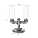 Industrial Capsule Shade Table Light 1/2 Bulbs Amber/Clear Glass LED Nightstand Lamp with/without Water Tap Deco for Living Room Clearhalo 'Lamps' 'Table Lamps' Lighting' 1788005