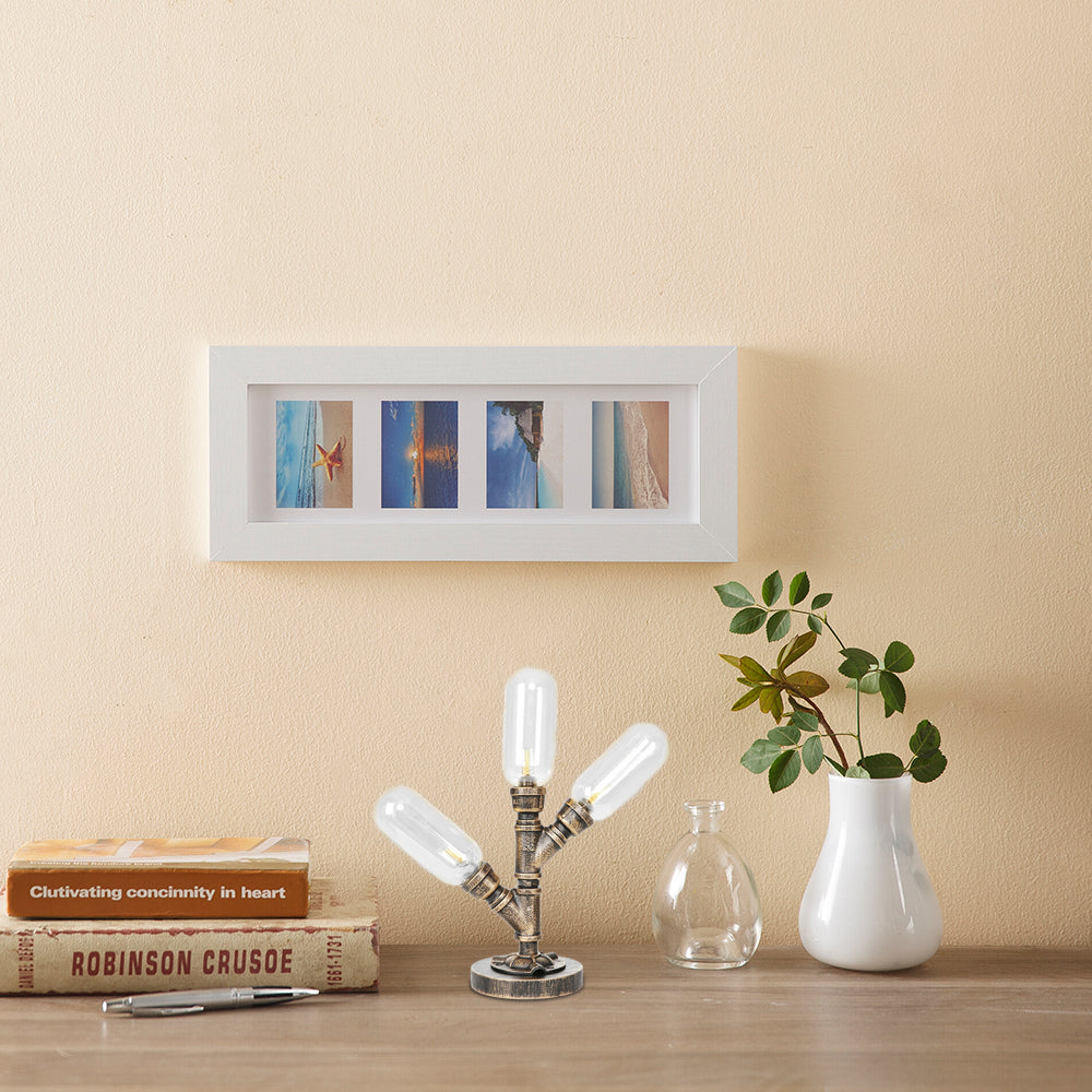 Aged Bronze 3 Bulbs LED Table Lamp Industrial Amber/Clear Glass Capsule Nightstand Light for Teahouse Clearhalo 'Lamps' 'Table Lamps' Lighting' 1788011