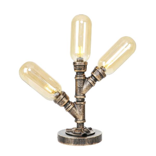 Aged Bronze 3 Bulbs LED Table Lamp Industrial Amber/Clear Glass Capsule Nightstand Light for Teahouse Clearhalo 'Lamps' 'Table Lamps' Lighting' 1788020