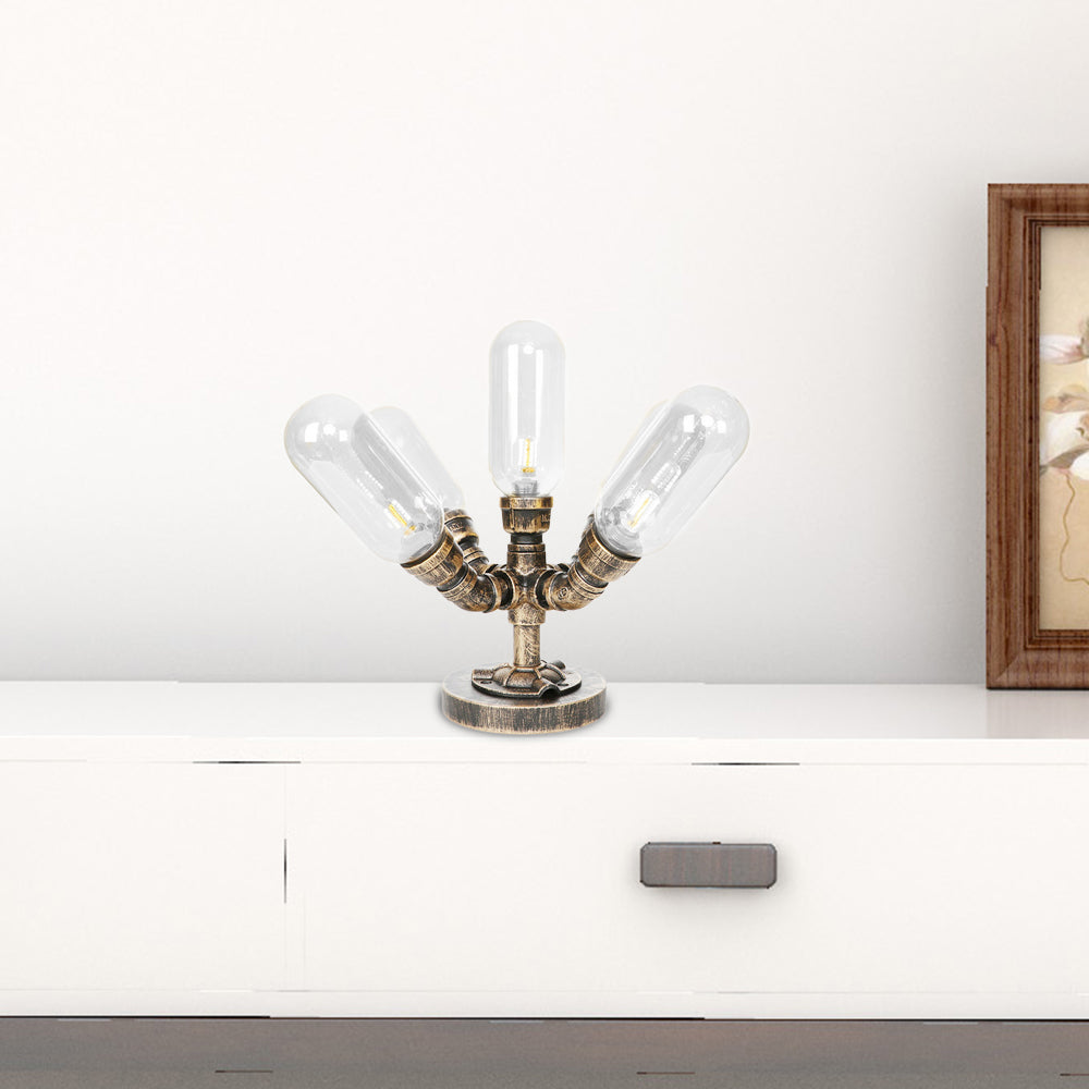 4 Bulbs LED Table Lighting Vintage Capsule Shade Amber/Clear Glass Nightstand Lamp for Bedroom Clear B Clearhalo 'Lamps' 'Table Lamps' Lighting' 1788030