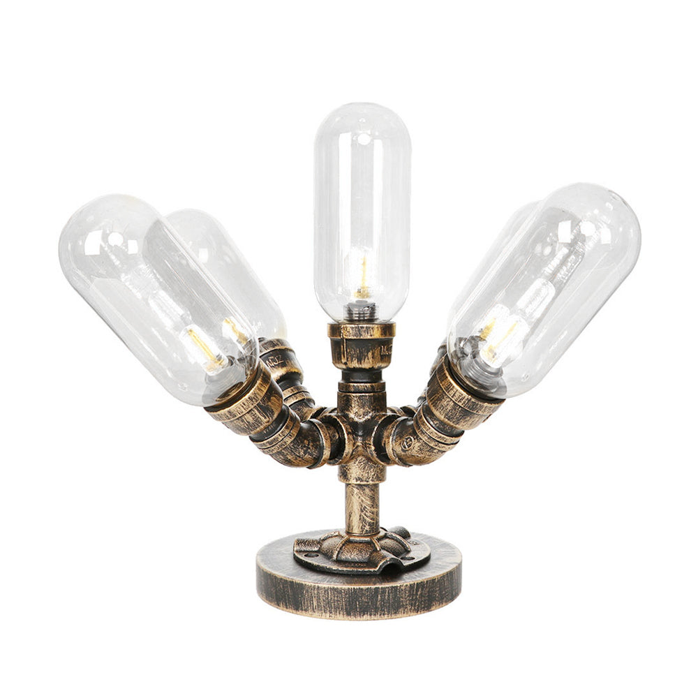 4 Bulbs LED Table Lighting Vintage Capsule Shade Amber/Clear Glass Nightstand Lamp for Bedroom Clearhalo 'Lamps' 'Table Lamps' Lighting' 1788036