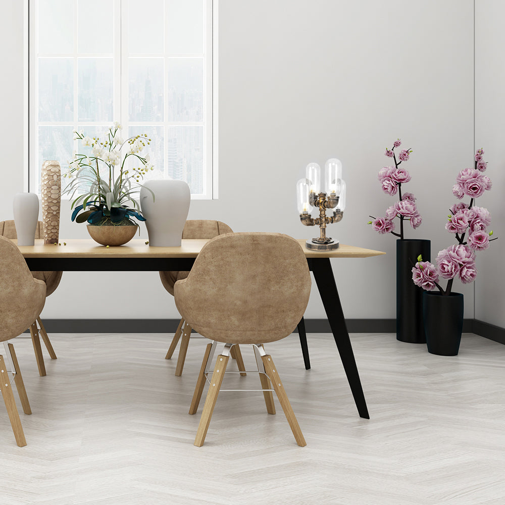 4 Bulbs LED Table Lighting Vintage Capsule Shade Amber/Clear Glass Nightstand Lamp for Bedroom Clearhalo 'Lamps' 'Table Lamps' Lighting' 1788039