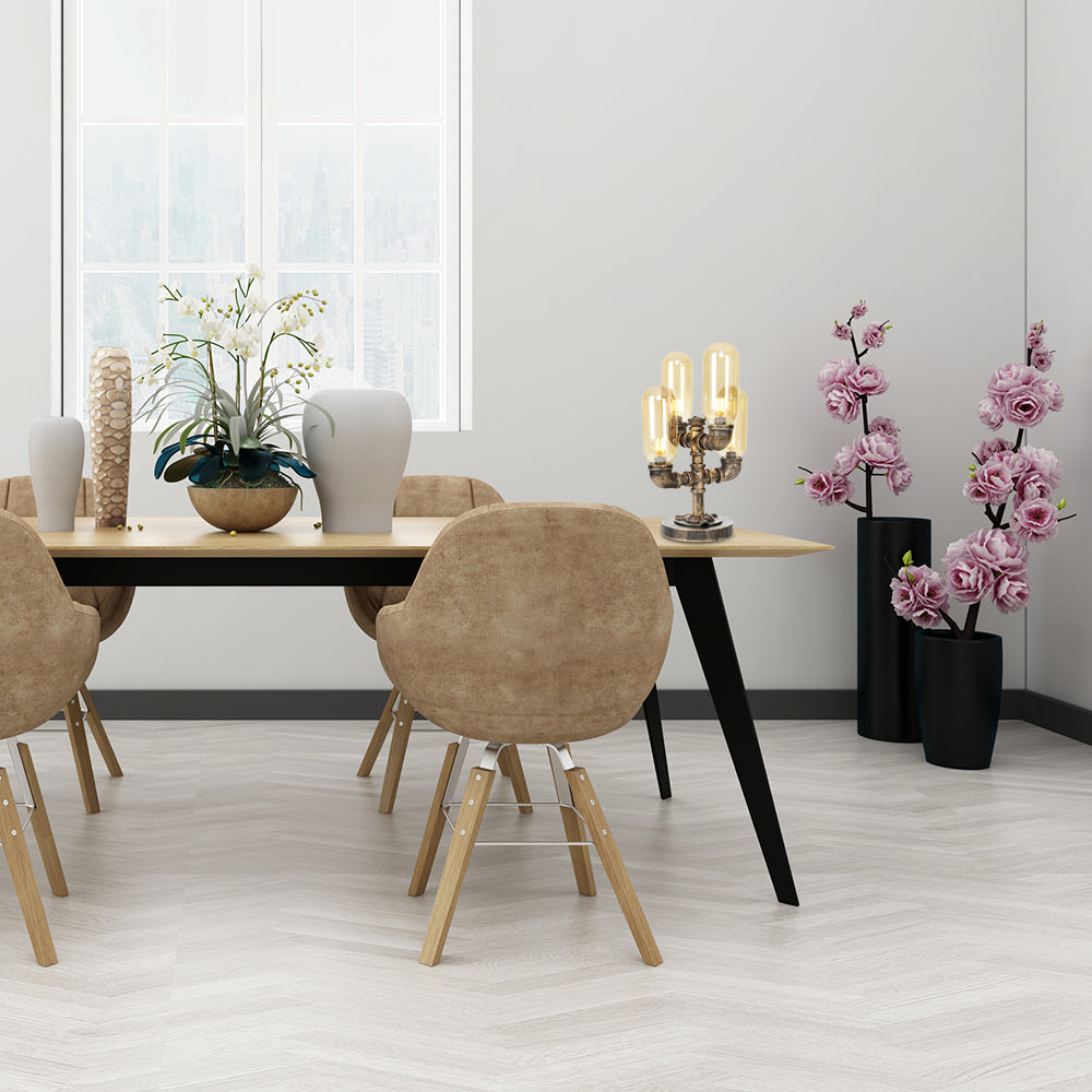 4 Bulbs LED Table Lighting Vintage Capsule Shade Amber/Clear Glass Nightstand Lamp for Bedroom Clearhalo 'Lamps' 'Table Lamps' Lighting' 1788047