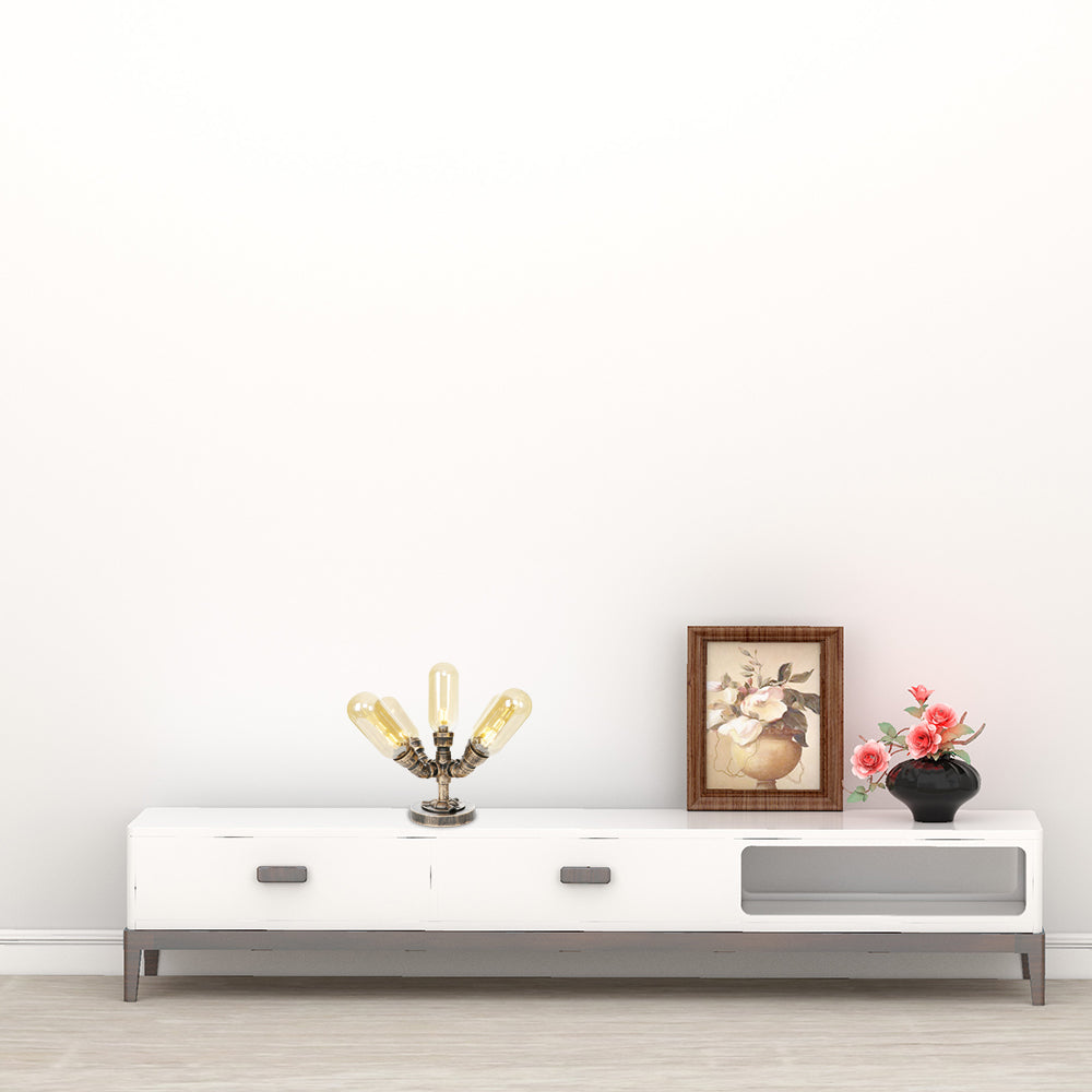 4 Bulbs LED Table Lighting Vintage Capsule Shade Amber/Clear Glass Nightstand Lamp for Bedroom Clearhalo 'Lamps' 'Table Lamps' Lighting' 1788051