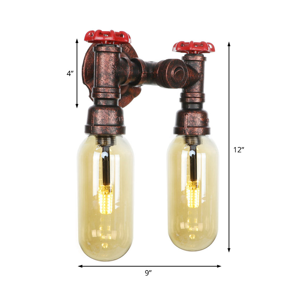 Metal Weathered Copper Sconce Lamp Water Pipe 2/4 Lights Living Room LED Wall Mount Lighting Clearhalo 'Art deco wall lights' 'Cast Iron' 'Glass' 'Industrial wall lights' 'Industrial' 'Middle century wall lights' 'Modern' 'Rustic wall lights' 'Tiffany' 'Traditional wall lights' 'Wall Lamps & Sconces' 'Wall Lights' Lighting' 1788117