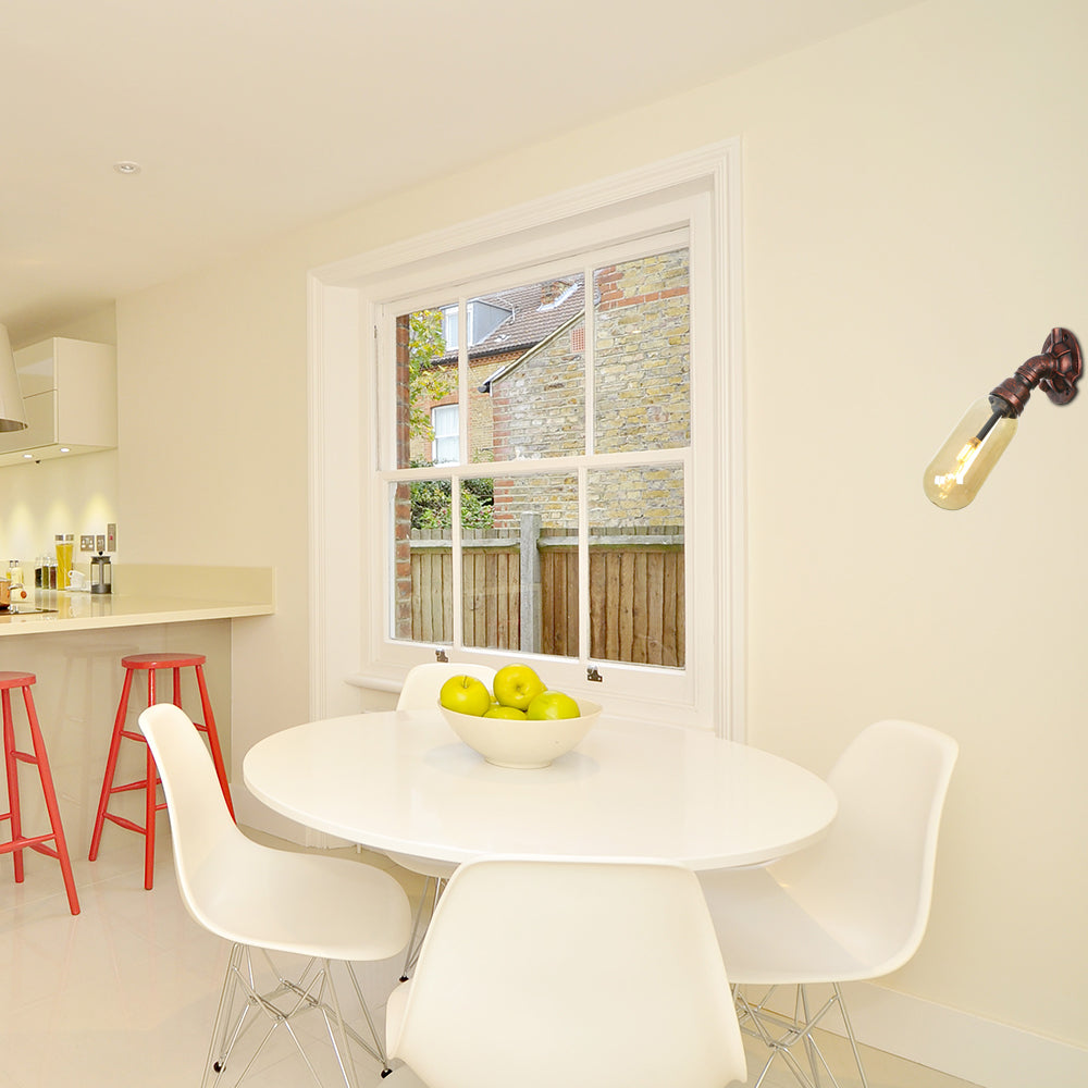 Weathered Copper 1 Bulb Sconce Lamp Vintage Amber Glass Capsule LED Wall Mount Light Fixture Clearhalo 'Art deco wall lights' 'Cast Iron' 'Glass' 'Industrial wall lights' 'Industrial' 'Middle century wall lights' 'Modern' 'Rustic wall lights' 'Tiffany' 'Traditional wall lights' 'Wall Lamps & Sconces' 'Wall Lights' Lighting' 1788163