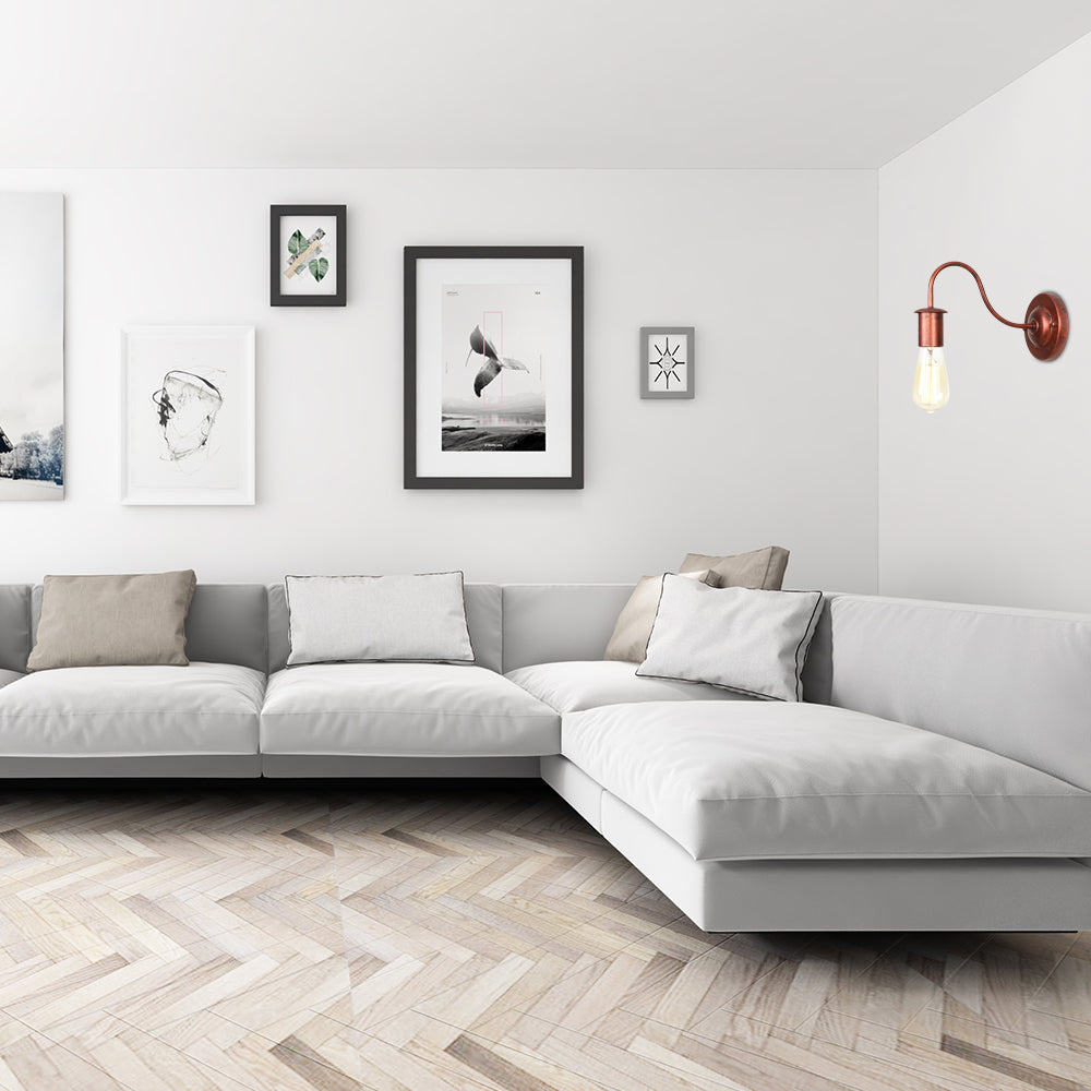 6"/10" High 1 Head Metal Wall Lighting Industrial Rust Bare Bulb Living Room Wall Sconce Lamp with Gooseneck Arm Clearhalo 'Art deco wall lights' 'Cast Iron' 'Glass' 'Industrial wall lights' 'Industrial' 'Middle century wall lights' 'Modern' 'Rustic wall lights' 'Tiffany' 'Traditional wall lights' 'Wall Lamps & Sconces' 'Wall Lights' Lighting' 1788179