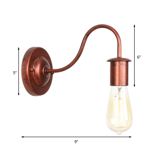 6"/10" High 1 Head Metal Wall Lighting Industrial Rust Bare Bulb Living Room Wall Sconce Lamp with Gooseneck Arm Clearhalo 'Art deco wall lights' 'Cast Iron' 'Glass' 'Industrial wall lights' 'Industrial' 'Middle century wall lights' 'Modern' 'Rustic wall lights' 'Tiffany' 'Traditional wall lights' 'Wall Lamps & Sconces' 'Wall Lights' Lighting' 1788181