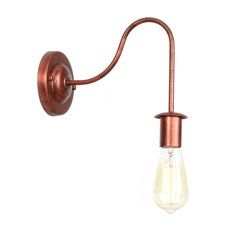 6"/10" High 1 Head Metal Wall Lighting Industrial Rust Bare Bulb Living Room Wall Sconce Lamp with Gooseneck Arm Clearhalo 'Art deco wall lights' 'Cast Iron' 'Glass' 'Industrial wall lights' 'Industrial' 'Middle century wall lights' 'Modern' 'Rustic wall lights' 'Tiffany' 'Traditional wall lights' 'Wall Lamps & Sconces' 'Wall Lights' Lighting' 1788184