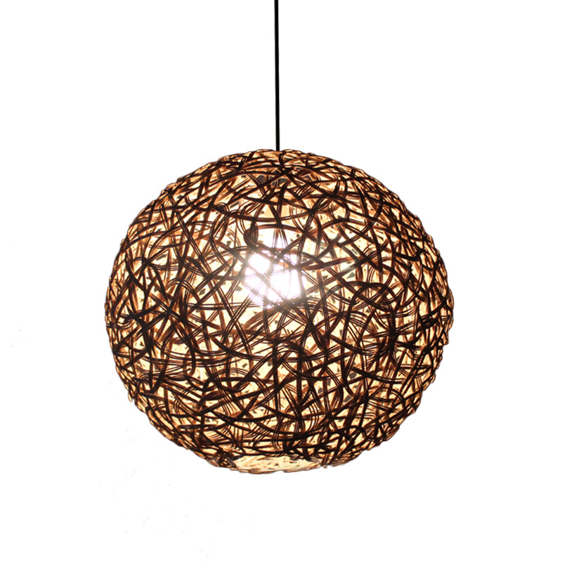 Flaxen Floral Sphere Pendulum Light Modern 1 Head 12"/16"/19.5" Wide Rattan Hanging Lamp Kit for Dining Room Clearhalo 'Ceiling Lights' 'Pendant Lights' 'Pendants' Lighting' 1788295