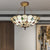 16"/19.5" Wide Traditional Peacock Pendant Light Clear Glass Inverted Chandelier with Colorful Jewelry for Cloth Shop Clear 16" Clearhalo 'Ceiling Lights' 'Close To Ceiling Lights' 'Close to ceiling' 'Glass shade' 'Glass' 'Semi-flushmount' 'Tiffany close to ceiling' 'Tiffany' Lighting' 178833
