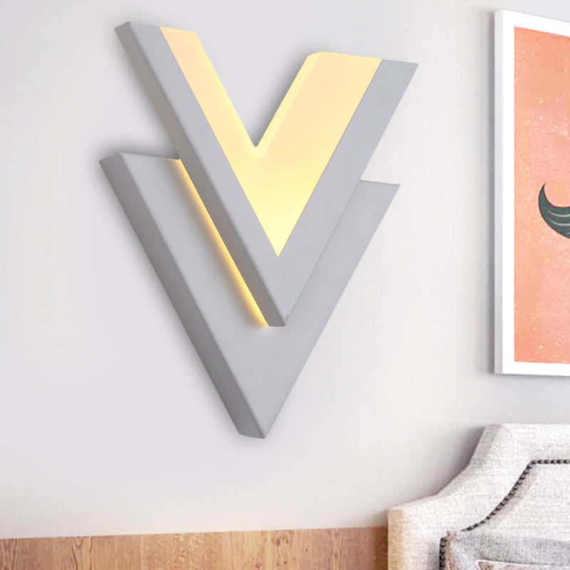 White V Neck Design Flush Mount Nordic Acrylic Integrated LED Wall Light Sconce in Warm/White Light Clearhalo 'Modern wall lights' 'Modern' 'Wall Lamps & Sconces' 'Wall Lights' Lighting' 1788407