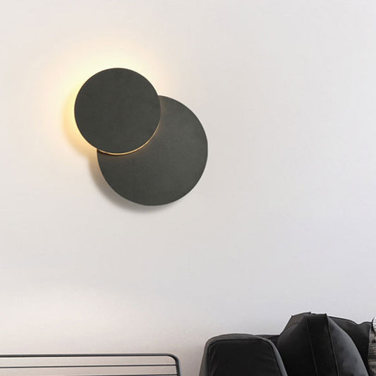 Turn-able Disk Flush Mount Wall Light Nordic Metal Black/White LED Sconce Lamp in Warm/White Light Clearhalo 'Cast Iron' 'Glass' 'Industrial' 'Modern wall lights' 'Modern' 'Tiffany' 'Traditional wall lights' 'Wall Lamps & Sconces' 'Wall Lights' Lighting' 1788421