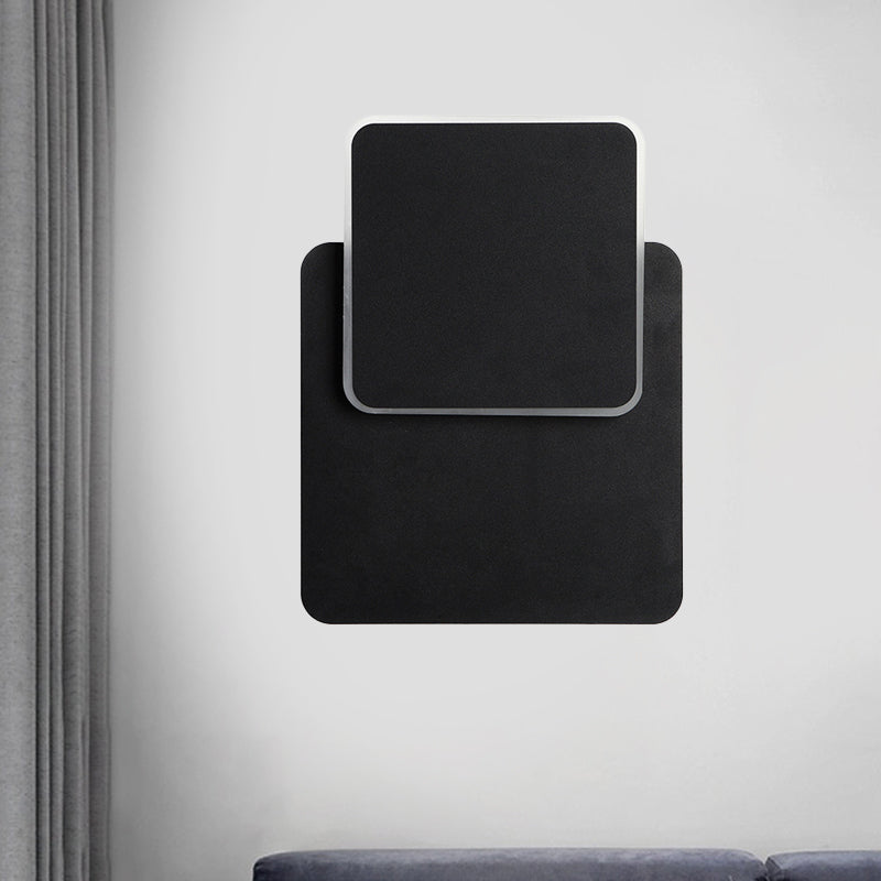 Nordic Squared Moveable Wall Lamp Iron Living Room LED Flush Mount Wall Sconce in Black/White with Acrylic Shade, Warm/White Light Clearhalo 'Cast Iron' 'Glass' 'Industrial' 'Modern wall lights' 'Modern' 'Tiffany' 'Traditional wall lights' 'Wall Lamps & Sconces' 'Wall Lights' Lighting' 1788430