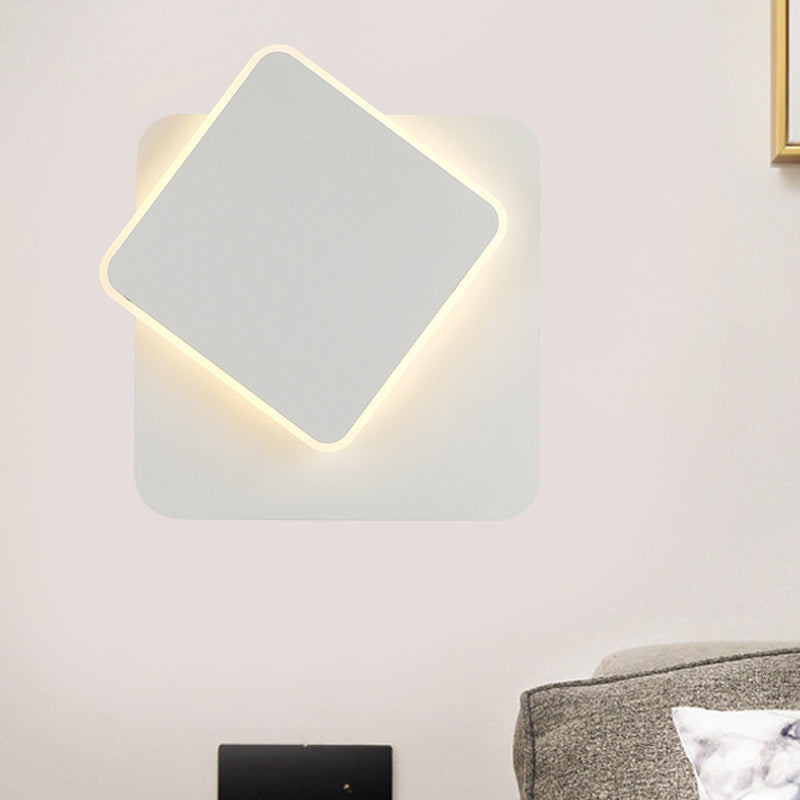 Nordic Squared Moveable Wall Lamp Iron Living Room LED Flush Mount Wall Sconce in Black/White with Acrylic Shade, Warm/White Light Clearhalo 'Cast Iron' 'Glass' 'Industrial' 'Modern wall lights' 'Modern' 'Tiffany' 'Traditional wall lights' 'Wall Lamps & Sconces' 'Wall Lights' Lighting' 1788434