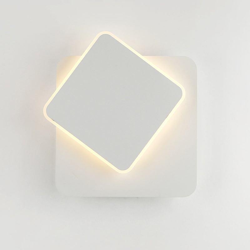 Nordic Squared Moveable Wall Lamp Iron Living Room LED Flush Mount Wall Sconce in Black/White with Acrylic Shade, Warm/White Light Clearhalo 'Cast Iron' 'Glass' 'Industrial' 'Modern wall lights' 'Modern' 'Tiffany' 'Traditional wall lights' 'Wall Lamps & Sconces' 'Wall Lights' Lighting' 1788437