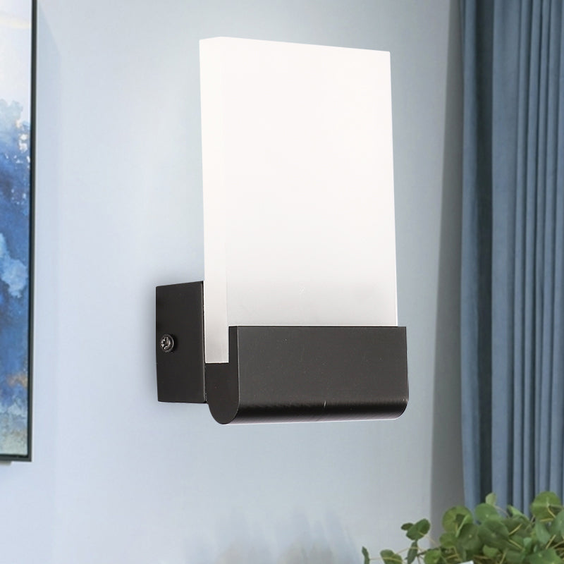 Rectangle Pad Wall Mount Light Minimalist Acrylic Black/White LED Sconce Lamp for Bedside, Warm/White Light Clearhalo 'Cast Iron' 'Glass' 'Industrial' 'Modern wall lights' 'Modern' 'Tiffany' 'Traditional wall lights' 'Wall Lamps & Sconces' 'Wall Lights' Lighting' 1788439