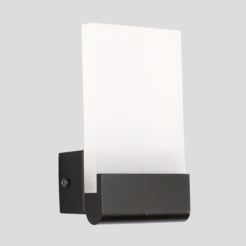 Rectangle Pad Wall Mount Light Minimalist Acrylic Black/White LED Sconce Lamp for Bedside, Warm/White Light Clearhalo 'Cast Iron' 'Glass' 'Industrial' 'Modern wall lights' 'Modern' 'Tiffany' 'Traditional wall lights' 'Wall Lamps & Sconces' 'Wall Lights' Lighting' 1788441