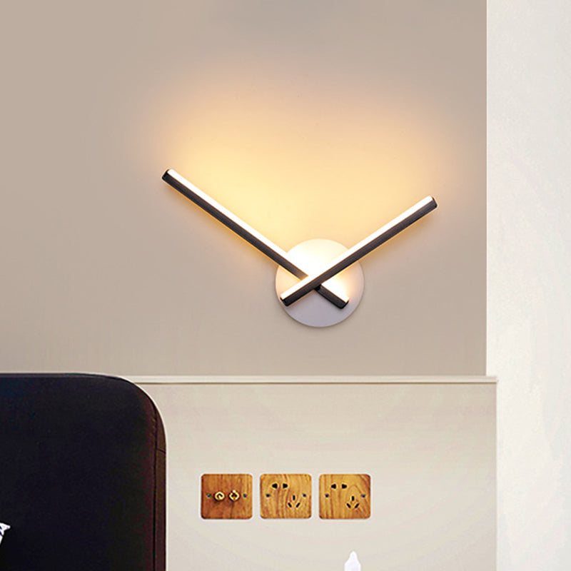 Acrylic Cross Wall Lighting Ideas Minimalism Black/White LED Sconce Lamp in Warm/White Light for Bedside Black A Clearhalo 'Cast Iron' 'Glass' 'Industrial' 'Modern wall lights' 'Modern' 'Tiffany' 'Traditional wall lights' 'Wall Lamps & Sconces' 'Wall Lights' Lighting' 1788477
