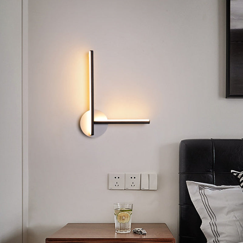 Acrylic Cross Wall Lighting Ideas Minimalism Black/White LED Sconce Lamp in Warm/White Light for Bedside Black B Clearhalo 'Cast Iron' 'Glass' 'Industrial' 'Modern wall lights' 'Modern' 'Tiffany' 'Traditional wall lights' 'Wall Lamps & Sconces' 'Wall Lights' Lighting' 1788483
