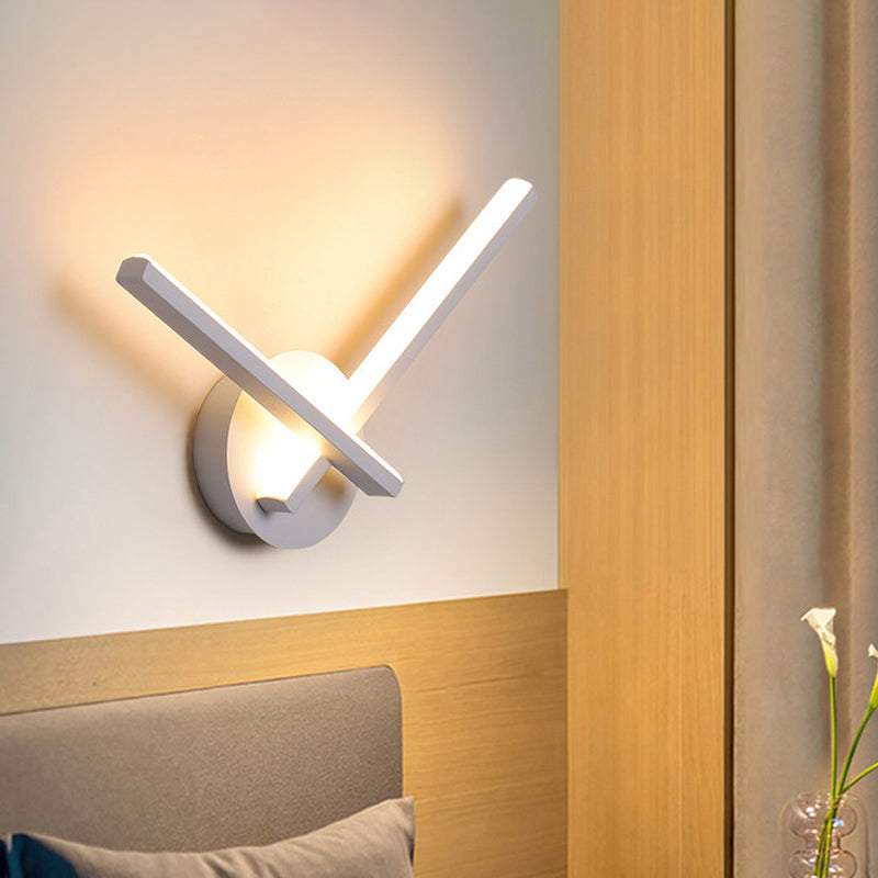 Acrylic Cross Wall Lighting Ideas Minimalism Black/White LED Sconce Lamp in Warm/White Light for Bedside Clearhalo 'Cast Iron' 'Glass' 'Industrial' 'Modern wall lights' 'Modern' 'Tiffany' 'Traditional wall lights' 'Wall Lamps & Sconces' 'Wall Lights' Lighting' 1788487
