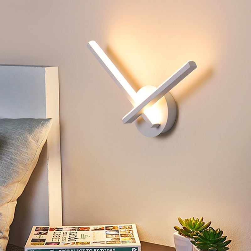 Acrylic Cross Wall Lighting Ideas Minimalism Black/White LED Sconce Lamp in Warm/White Light for Bedside White A Clearhalo 'Cast Iron' 'Glass' 'Industrial' 'Modern wall lights' 'Modern' 'Tiffany' 'Traditional wall lights' 'Wall Lamps & Sconces' 'Wall Lights' Lighting' 1788488