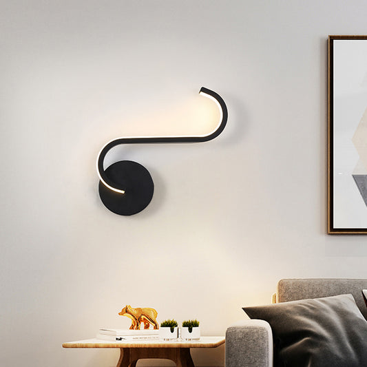 Circuitous Bedside Wall Light Fixture Aluminum Simple LED Sconce Lighting in Black, Warm/White Light Black Clearhalo 'Cast Iron' 'Glass' 'Industrial' 'Modern wall lights' 'Modern' 'Tiffany' 'Traditional wall lights' 'Wall Lamps & Sconces' 'Wall Lights' Lighting' 1788500