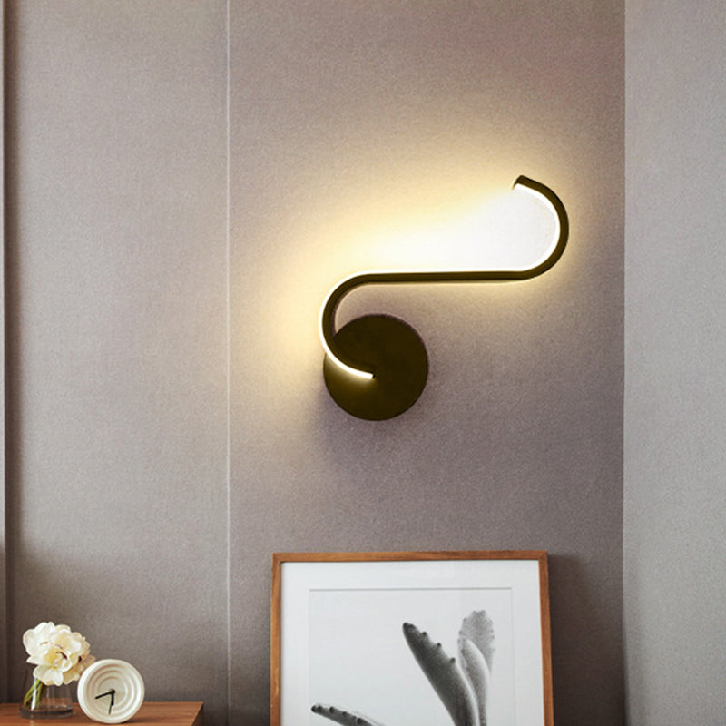 Circuitous Bedside Wall Light Fixture Aluminum Simple LED Sconce Lighting in Black, Warm/White Light Clearhalo 'Cast Iron' 'Glass' 'Industrial' 'Modern wall lights' 'Modern' 'Tiffany' 'Traditional wall lights' 'Wall Lamps & Sconces' 'Wall Lights' Lighting' 1788502