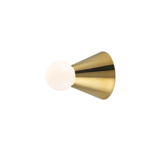 Brass Mini Coneball Wall Light Simplicity Single White Glass Sconce Light Fixture for Dining Room Clearhalo 'Cast Iron' 'Glass' 'Industrial' 'Modern wall lights' 'Modern' 'Tiffany' 'Traditional wall lights' 'Wall Lamps & Sconces' 'Wall Lights' Lighting' 1788507