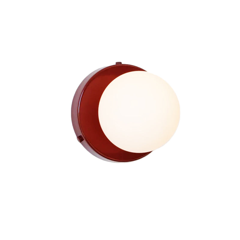 Macaron Globule Small Wall Lighting Milk Glass 1 Light Bathroom Sconce Fixture in Pink/Green/Burgundy Clearhalo 'Cast Iron' 'Glass' 'Industrial' 'Modern wall lights' 'Modern' 'Tiffany' 'Traditional wall lights' 'Wall Lamps & Sconces' 'Wall Lights' Lighting' 1788517