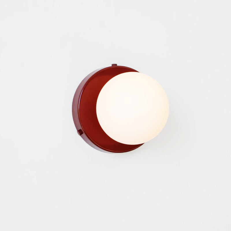Macaron Globule Small Wall Lighting Milk Glass 1 Light Bathroom Sconce Fixture in Pink/Green/Burgundy Clearhalo 'Cast Iron' 'Glass' 'Industrial' 'Modern wall lights' 'Modern' 'Tiffany' 'Traditional wall lights' 'Wall Lamps & Sconces' 'Wall Lights' Lighting' 1788518