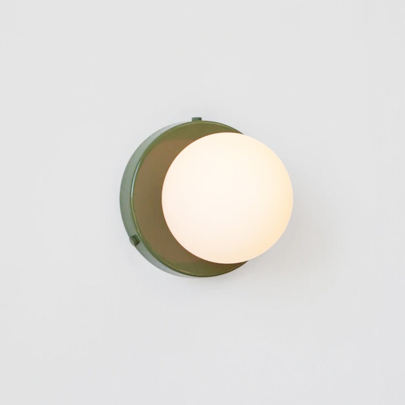 Macaron Globule Small Wall Lighting Milk Glass 1 Light Bathroom Sconce Fixture in Pink/Green/Burgundy Clearhalo 'Cast Iron' 'Glass' 'Industrial' 'Modern wall lights' 'Modern' 'Tiffany' 'Traditional wall lights' 'Wall Lamps & Sconces' 'Wall Lights' Lighting' 1788523