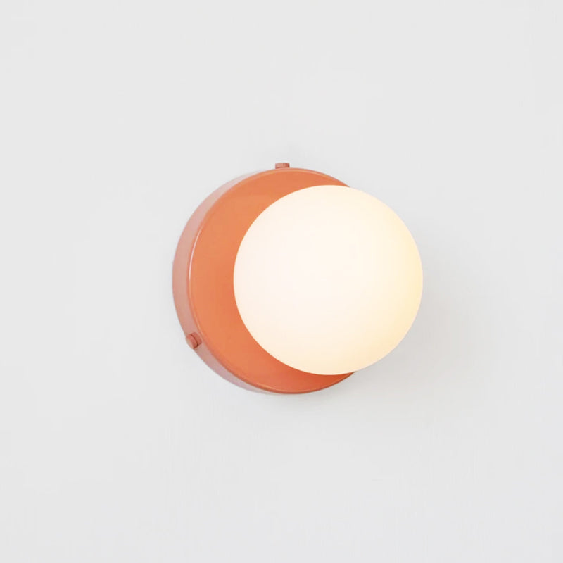Macaron Globule Small Wall Lighting Milk Glass 1 Light Bathroom Sconce Fixture in Pink/Green/Burgundy Clearhalo 'Cast Iron' 'Glass' 'Industrial' 'Modern wall lights' 'Modern' 'Tiffany' 'Traditional wall lights' 'Wall Lamps & Sconces' 'Wall Lights' Lighting' 1788527