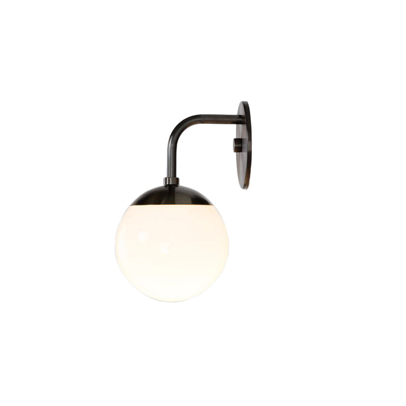 Black Bowed Small Sconce Lamp Simple Single Opaline Matte Glass Wall Mount Light Fixture Clearhalo 'Cast Iron' 'Glass' 'Industrial' 'Modern wall lights' 'Modern' 'Tiffany' 'Traditional wall lights' 'Wall Lamps & Sconces' 'Wall Lights' Lighting' 1788540
