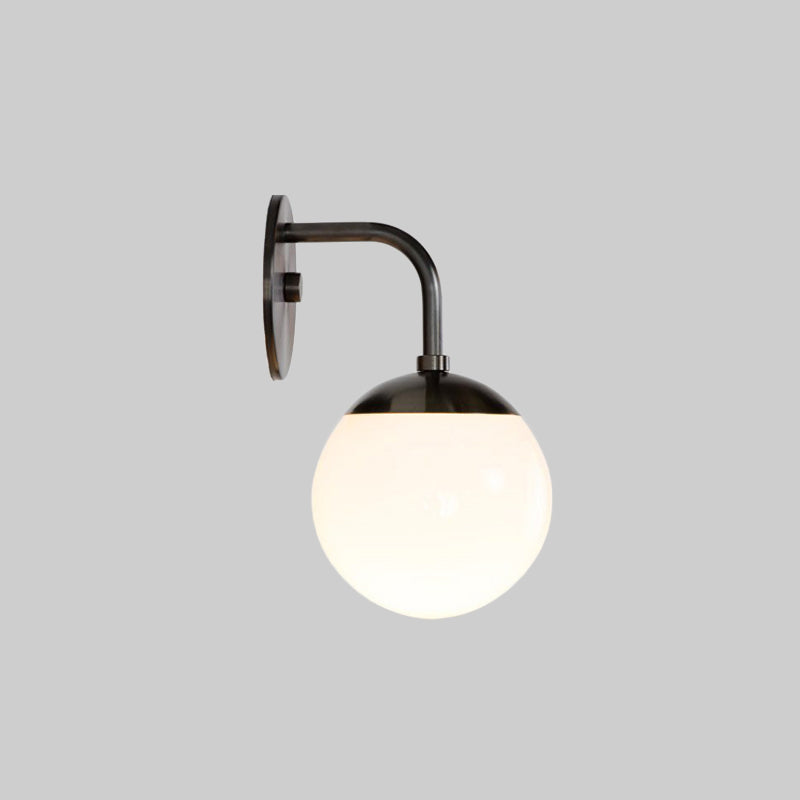 Black Bowed Small Sconce Lamp Simple Single Opaline Matte Glass Wall Mount Light Fixture Clearhalo 'Cast Iron' 'Glass' 'Industrial' 'Modern wall lights' 'Modern' 'Tiffany' 'Traditional wall lights' 'Wall Lamps & Sconces' 'Wall Lights' Lighting' 1788541