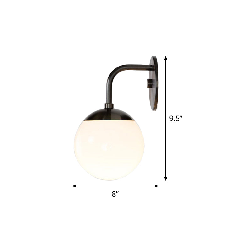 Black Bowed Small Sconce Lamp Simple Single Opaline Matte Glass Wall Mount Light Fixture Clearhalo 'Cast Iron' 'Glass' 'Industrial' 'Modern wall lights' 'Modern' 'Tiffany' 'Traditional wall lights' 'Wall Lamps & Sconces' 'Wall Lights' Lighting' 1788542