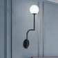 Simple Ball Opal Glass Wall Lamp Single Bulb Sconce Lamp with Long Curved Arm in Black/Gold Clearhalo 'Cast Iron' 'Glass' 'Industrial' 'Modern wall lights' 'Modern' 'Tiffany' 'Traditional wall lights' 'Wall Lamps & Sconces' 'Wall Lights' Lighting' 1788591