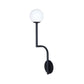Simple Ball Opal Glass Wall Lamp Single Bulb Sconce Lamp with Long Curved Arm in Black/Gold Clearhalo 'Cast Iron' 'Glass' 'Industrial' 'Modern wall lights' 'Modern' 'Tiffany' 'Traditional wall lights' 'Wall Lamps & Sconces' 'Wall Lights' Lighting' 1788593