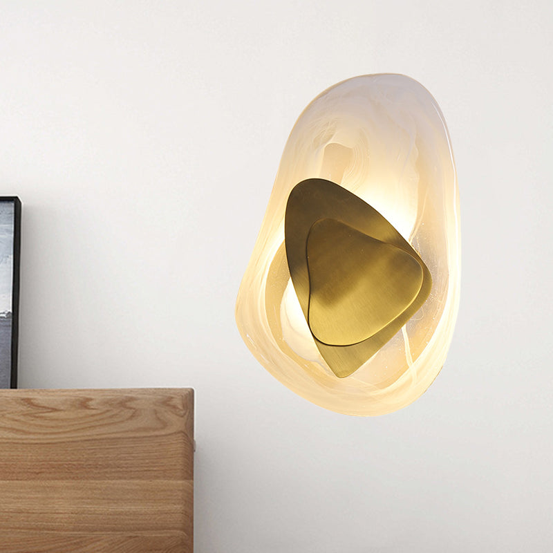 Clear Glass Rock Surface Wall Sconce Minimalist Creative Black/Gold LED Flush Mount for Dining Room Gold Clearhalo 'Cast Iron' 'Glass' 'Industrial' 'Modern wall lights' 'Modern' 'Tiffany' 'Traditional wall lights' 'Wall Lamps & Sconces' 'Wall Lights' Lighting' 1788595