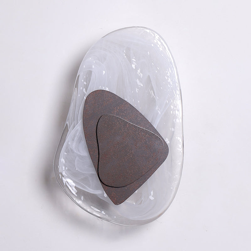 Clear Glass Rock Surface Wall Sconce Minimalist Creative Black/Gold LED Flush Mount for Dining Room Clearhalo 'Cast Iron' 'Glass' 'Industrial' 'Modern wall lights' 'Modern' 'Tiffany' 'Traditional wall lights' 'Wall Lamps & Sconces' 'Wall Lights' Lighting' 1788603