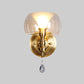 Small Bowl Wall Lighting Ideas Mid Century Clear Glass Single Brass Sconce with Inner Flared Shade and Crystal Droplet Clearhalo 'Cast Iron' 'Glass' 'Industrial' 'Modern wall lights' 'Modern' 'Tiffany' 'Traditional wall lights' 'Wall Lamps & Sconces' 'Wall Lights' Lighting' 1788607
