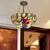 Bowl Inverted Suspension Light with Flower Tiffany Rustic Stained Glass Chandelier for Foyer Red-Yellow-Blue-Green Clearhalo 'Ceiling Lights' 'Chandeliers' 'Close To Ceiling Lights' 'Close to ceiling' 'Glass shade' 'Glass' 'Semi-flushmount' 'Tiffany close to ceiling' 'Tiffany' Lighting' 178861