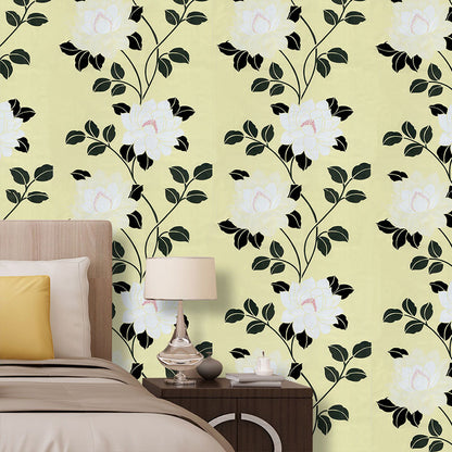 Countryside Wallpaper Roll for Accent Wall, Removable Wall Covering in Black and Yellow Black-Yellow Clearhalo 'Country wall decor' 'Rustic' 'Wallpaper' Wall Decor' 1788624