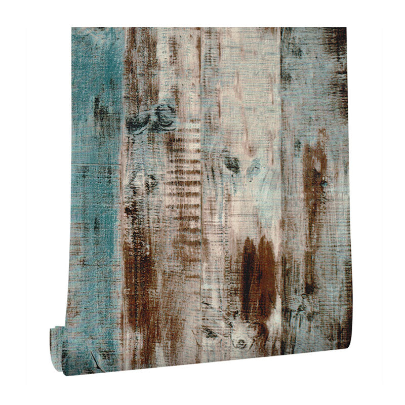 Distressed Faux Wood Wallpaper Roll for Coffee Shop Decoration, Dark Color, 58.1 sq ft. Clearhalo 'Country wall decor' 'Rustic' 'Wallpaper' Wall Decor' 1788638