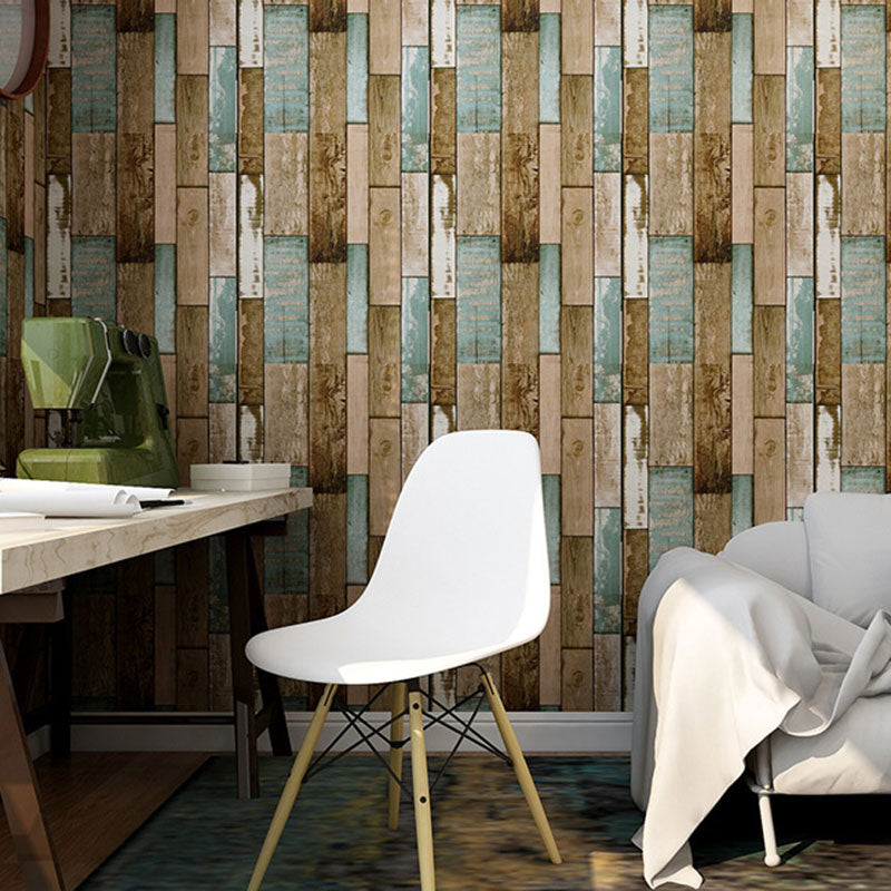 Distressed Faux Wood Wallpaper Roll for Coffee Shop Decoration, Dark Color, 58.1 sq ft. Clearhalo 'Country wall decor' 'Rustic' 'Wallpaper' Wall Decor' 1788641