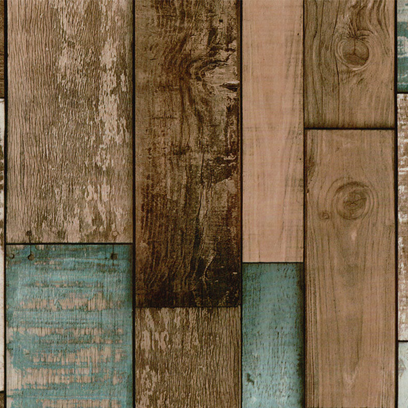 Distressed Faux Wood Wallpaper Roll for Coffee Shop Decoration, Dark Color, 58.1 sq ft. Clearhalo 'Country wall decor' 'Rustic' 'Wallpaper' Wall Decor' 1788642