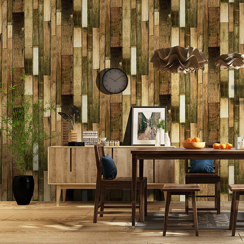 Distressed Faux Wood Wallpaper Roll for Coffee Shop Decoration, Dark Color, 58.1 sq ft. Clearhalo 'Country wall decor' 'Rustic' 'Wallpaper' Wall Decor' 1788645