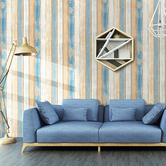 Nostalgic Maple Wood Wallpaper Roll in Natural Color Living Room Wall Art, 58.1 sq ft., Easy to Remove Blue-Brown Clearhalo 'Industrial wall decor' 'Industrial' 'Wallpaper' Wall Decor' 1788671